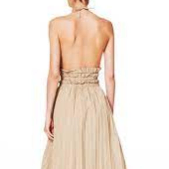 RAMY BROOK Delany Crinkle Taffeta Maxi Dress in Flax Size Small New - Picture 6 of 6